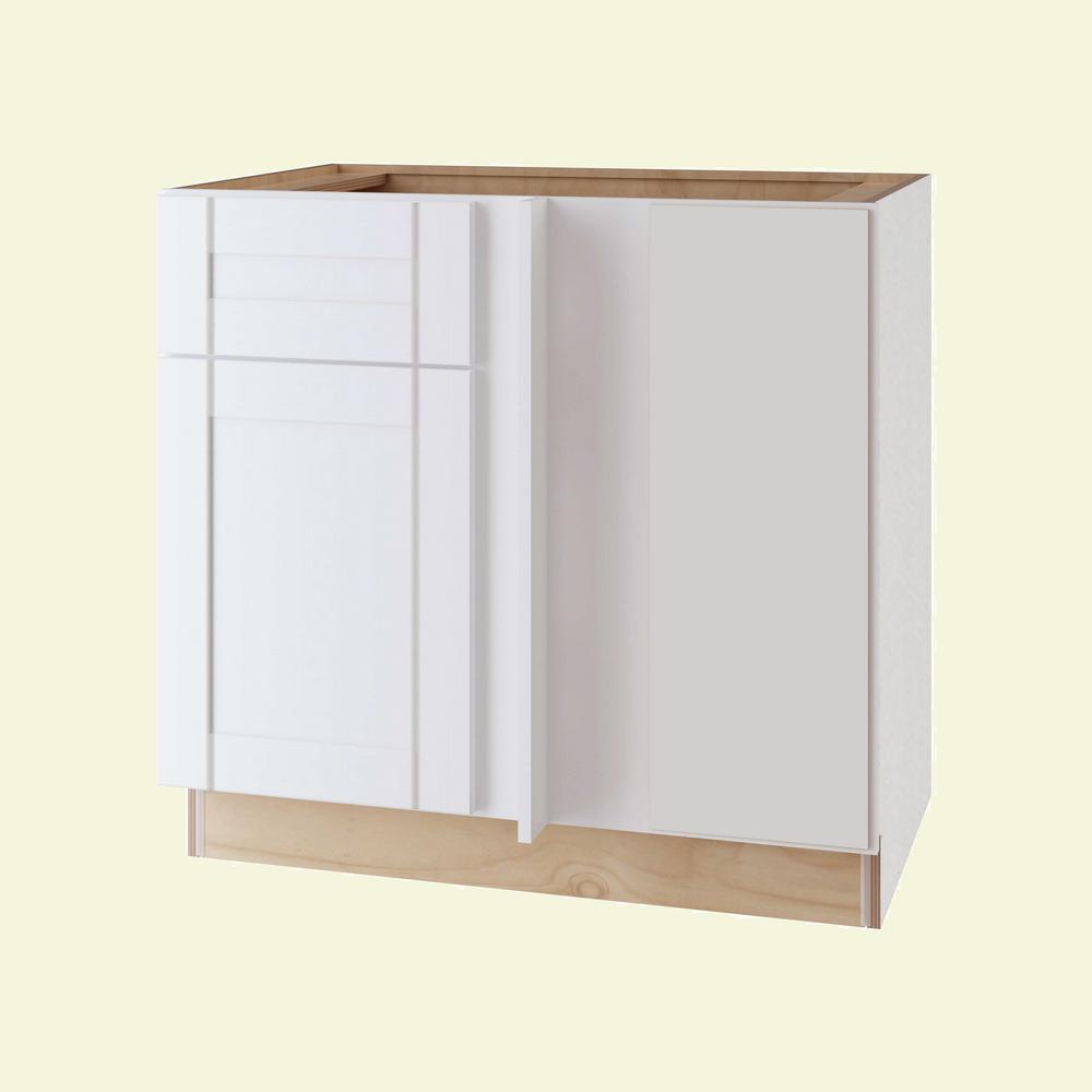 Contractor Express Cabinets Vesper White Shaker Assembled Plywood 42 In X 34 5 In X 24 In Blind Base Corner Kitchen Cabinet With Soft Close Bbcu42r Xvw The Home Depot