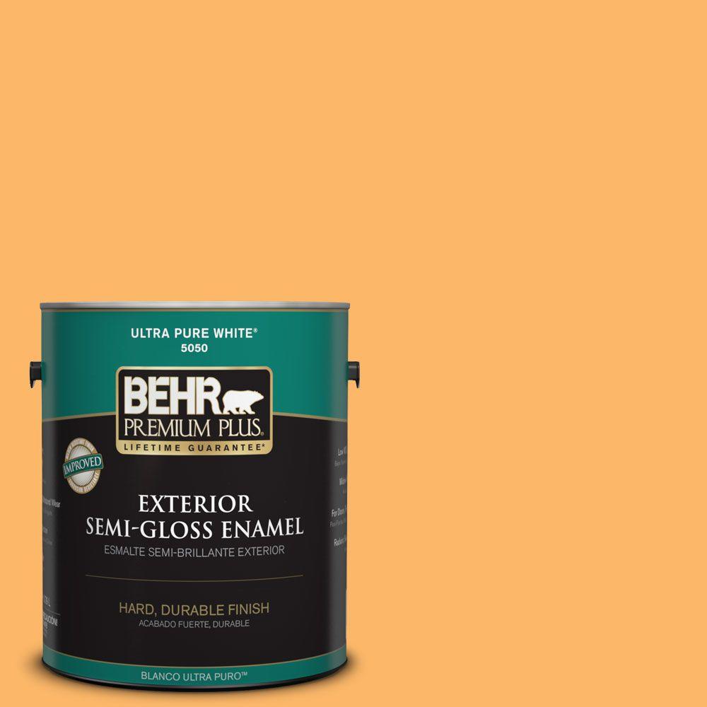 BEHR Premium Plus 1gal. 380E1 Mist Yellow SemiGloss Enamel Exterior Paint505001 The Home