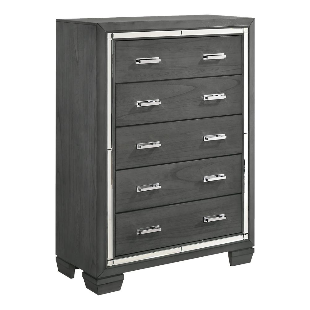 Modern Chest Of Drawers Solid Wood Dressers Chests Bedroom Kenzie 5 Drawer Grey Chest