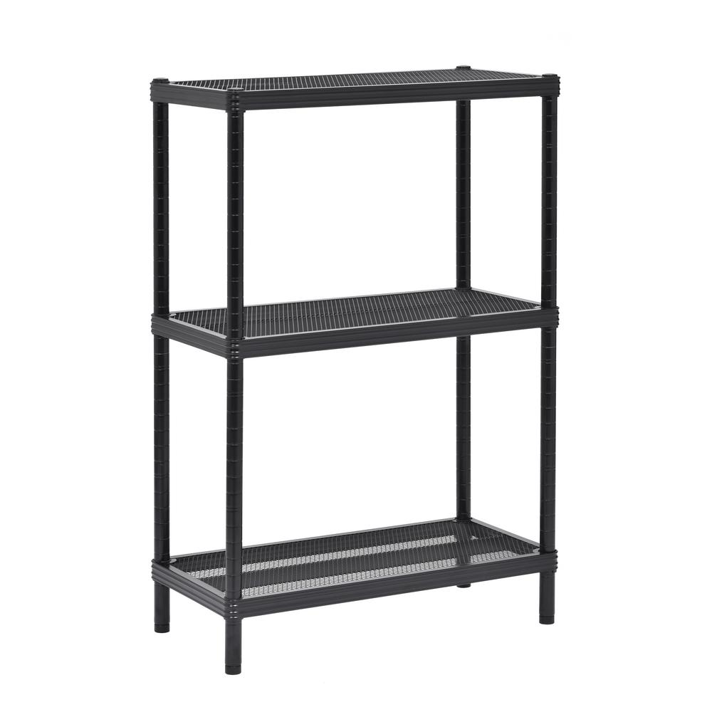 Muscle Rack Black 3 Tier Boltless Steel Garage Storage Shelving Unit 24 In W X 36 In H X 12 In D Fms241236 3b The Home Depot