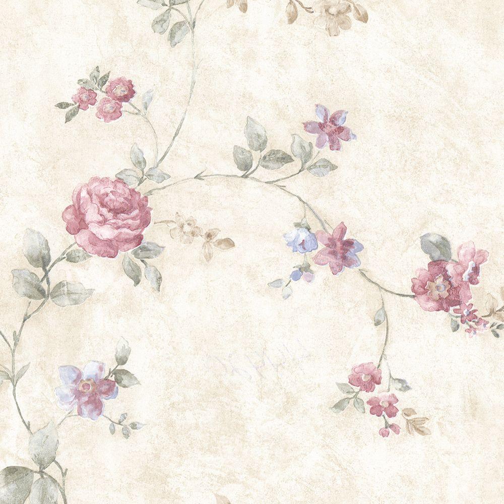 Mirage Mary Pink Floral Vine Wallpaper Sample-992-44420SAM - The Home Depot