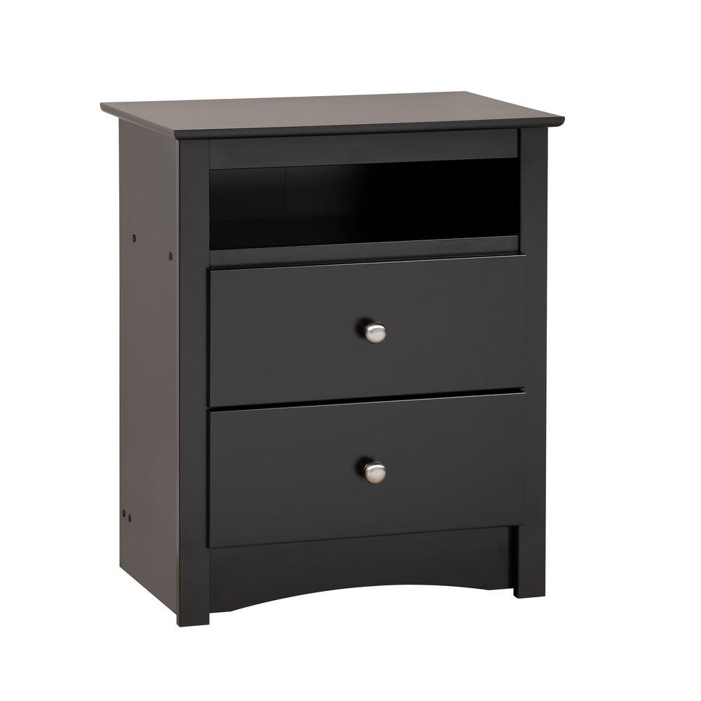 Prepac Sonoma 2 Drawer Black Nightstand Bdc 2428 The Home Depot