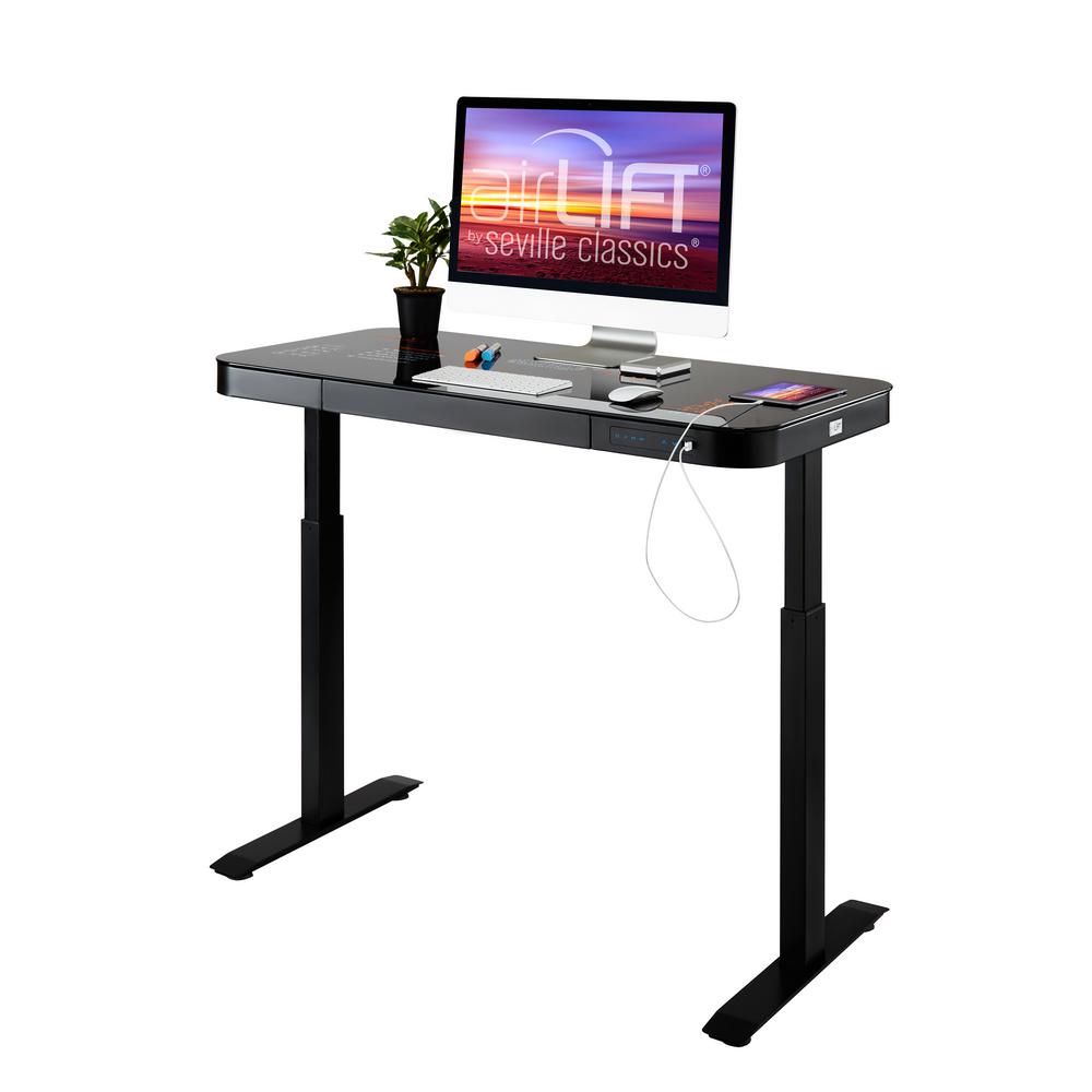 Motion Wise 48 in. Rectangular Gray 1 Drawer Standing Desk with