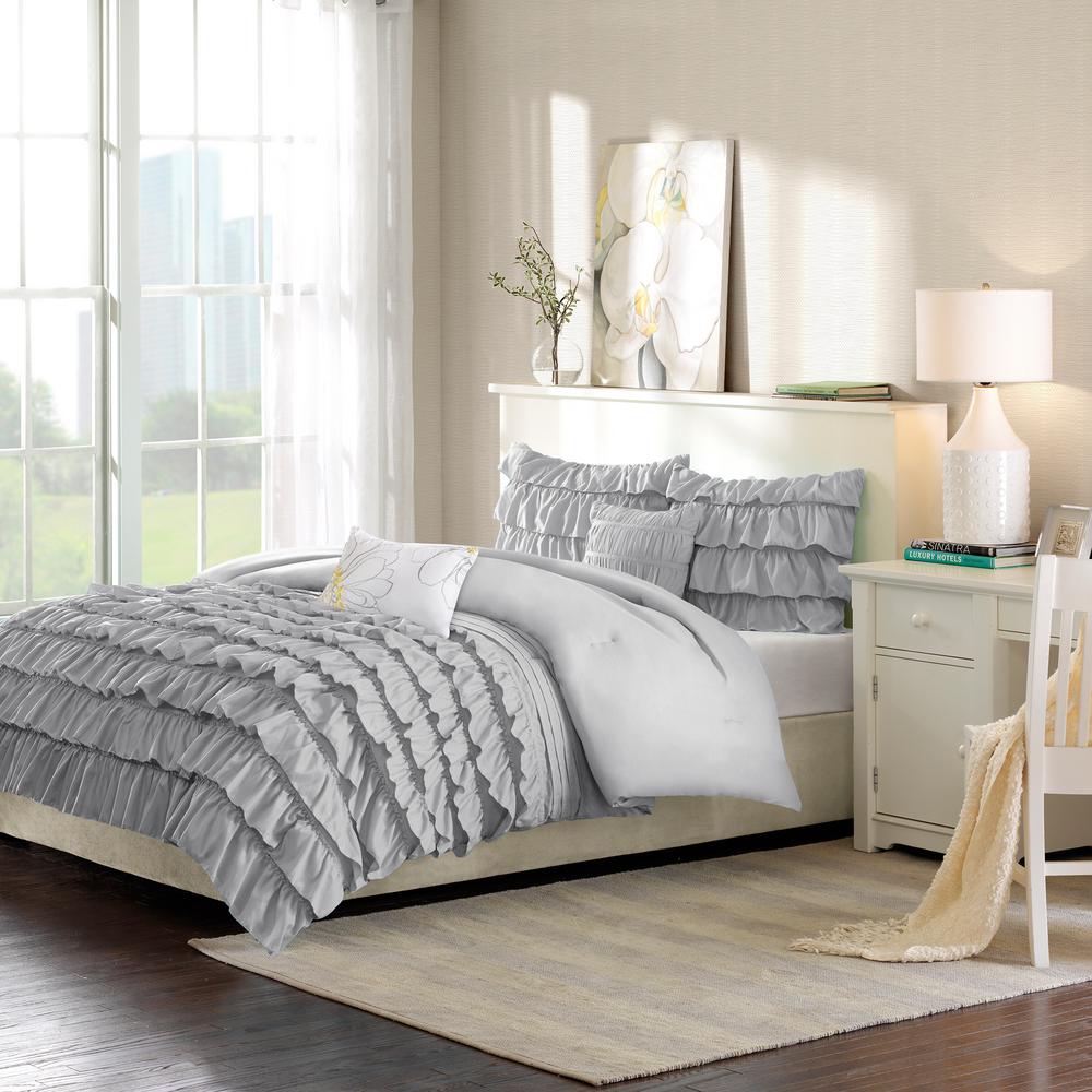 Intelligent Design Demi 4 Piece Grey Twin Comforter Set Id10 1055 The Home Depot
