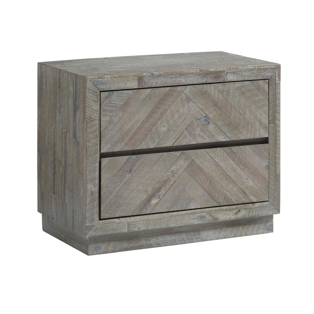 Herringbone 2 Drawer Rustic Latte Nightstand 24 In H X 30 In W X 17 In D 5qs381 The Home Depot