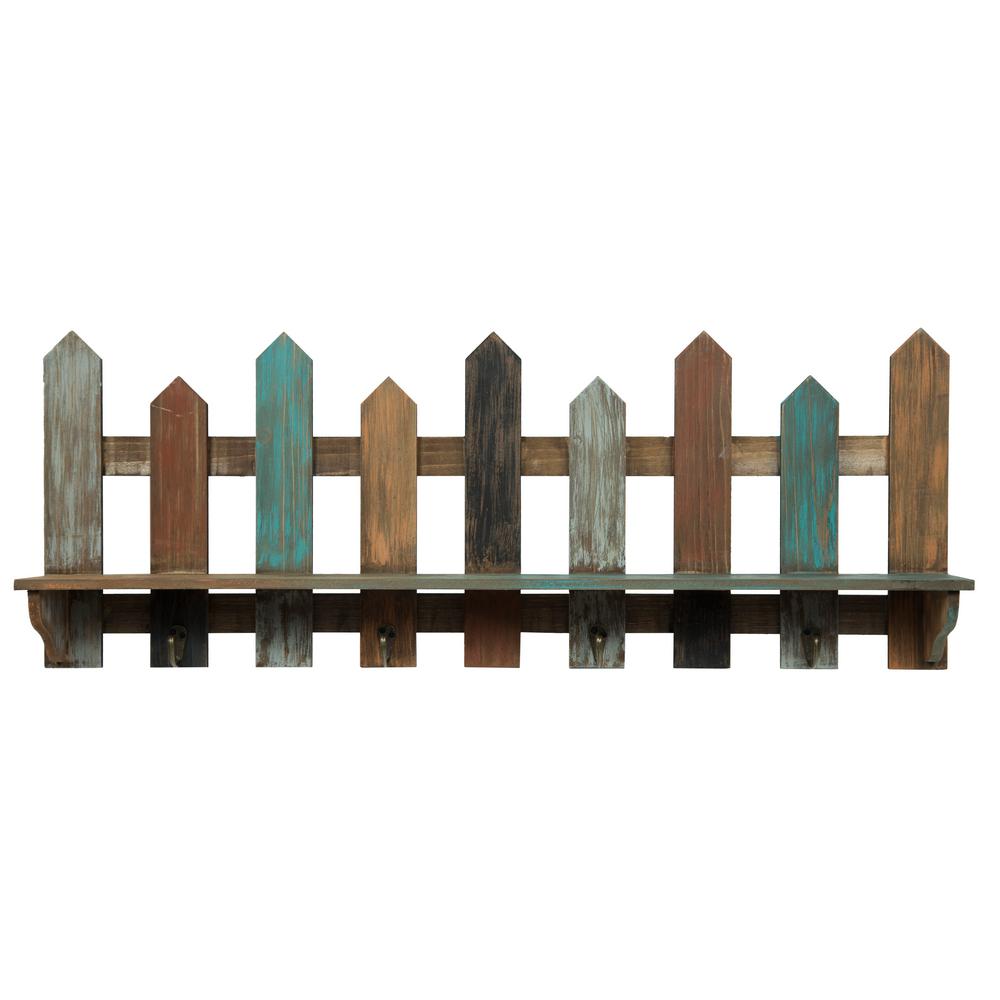 Pinnacle Wood Picket Fence Ledge 31.5 in. x 4.7 in. Decorative Shelf