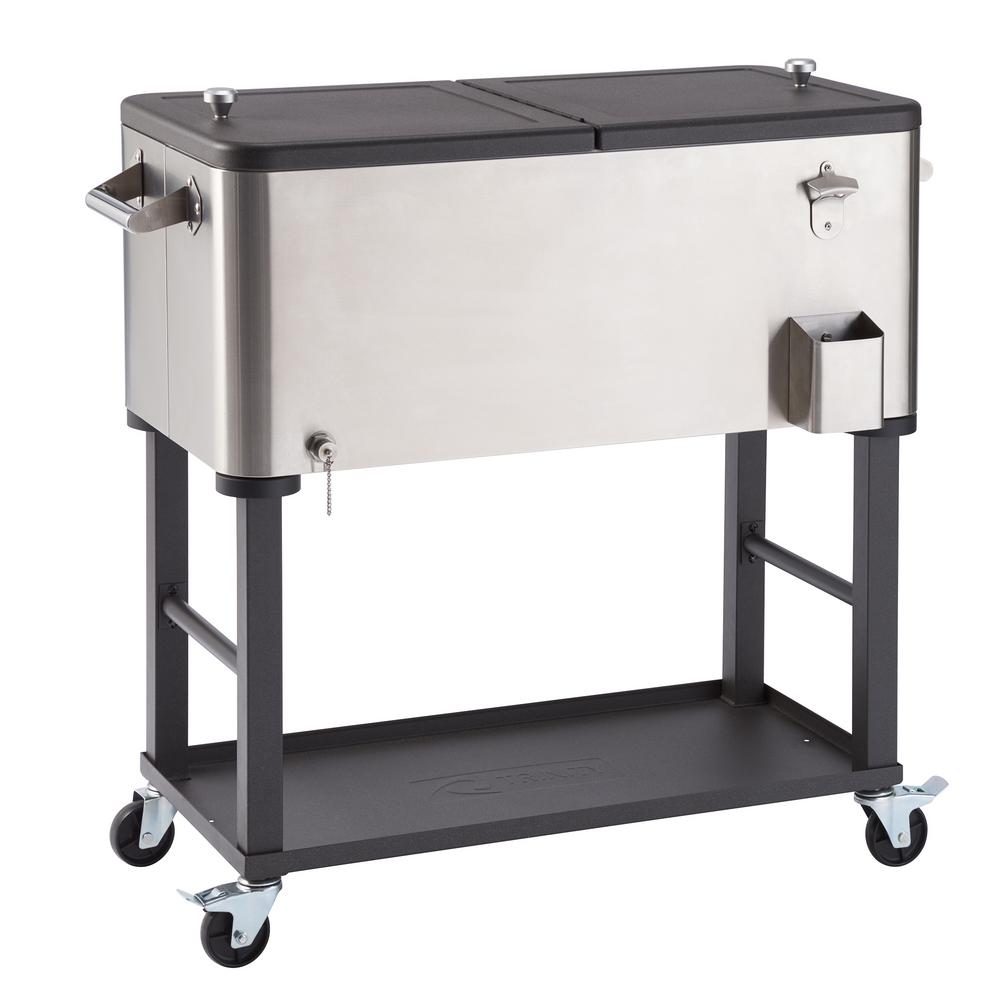 Kitchen Carts Islands Utility Tables The Home Depot Stainless Steel Wheeled Cooler With Detachable Tub