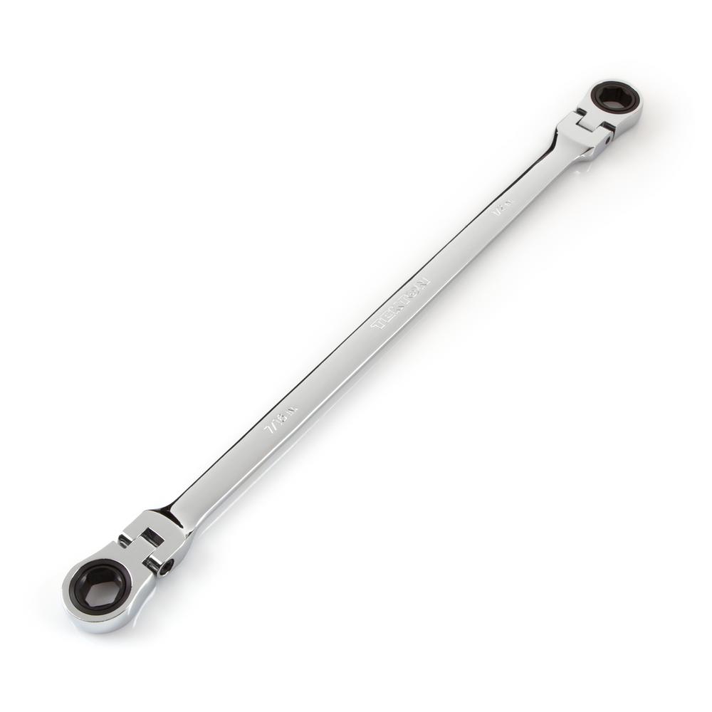 TEKTON 7/16 in. x 1/2 in. Extra Long FlexHead Ratcheting Box End