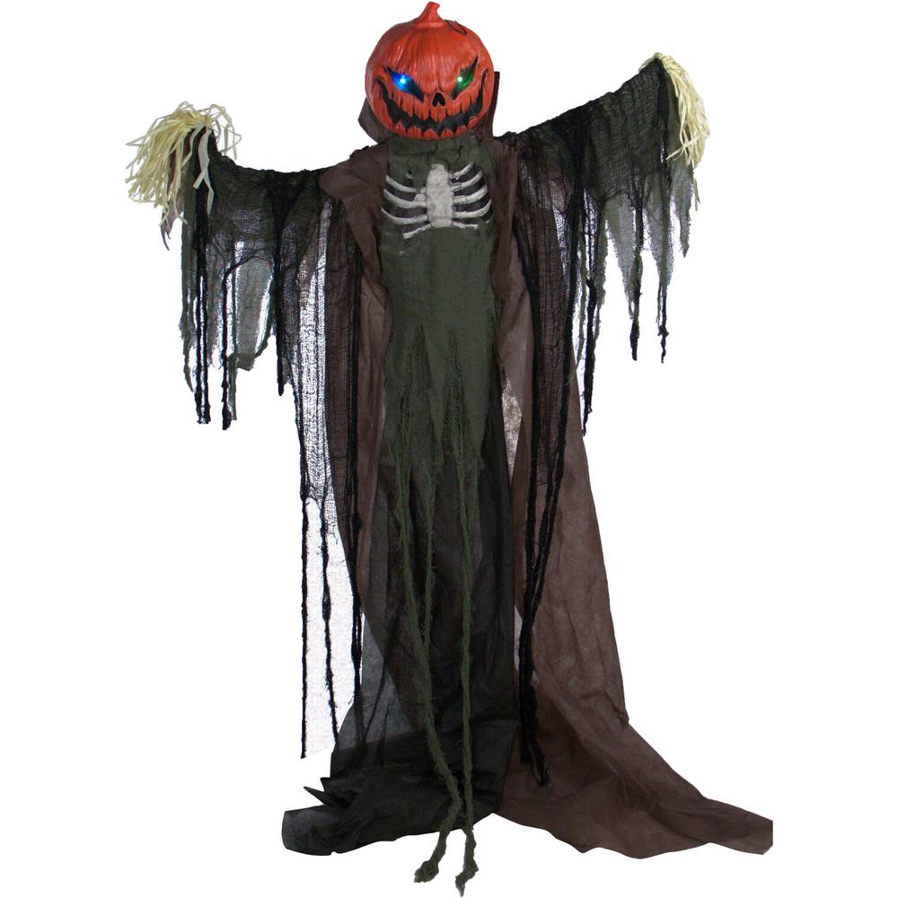 Haunted Hill Farm Life-Size Animatronic Scarecrow Battery-Operated, Multicolor