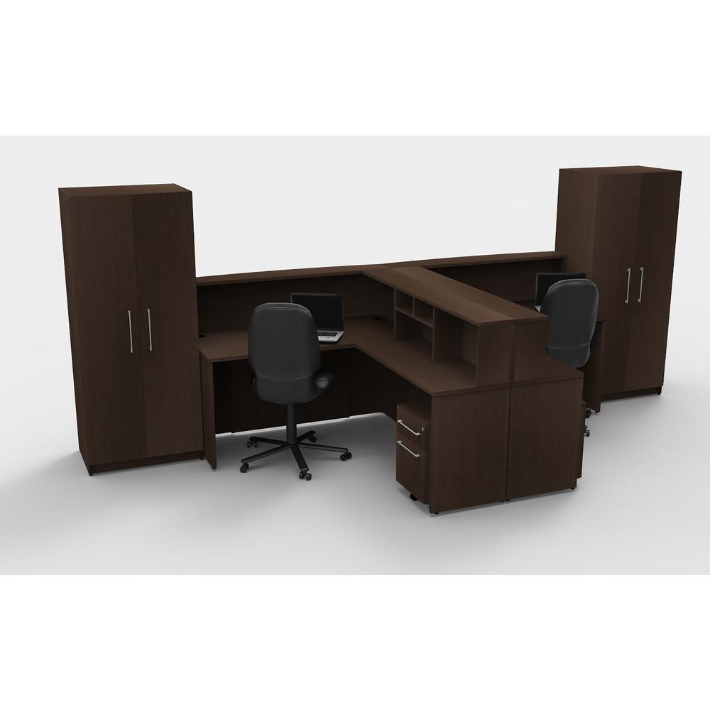 12 Piece Espresso Office Reception Desk Collaboration Center