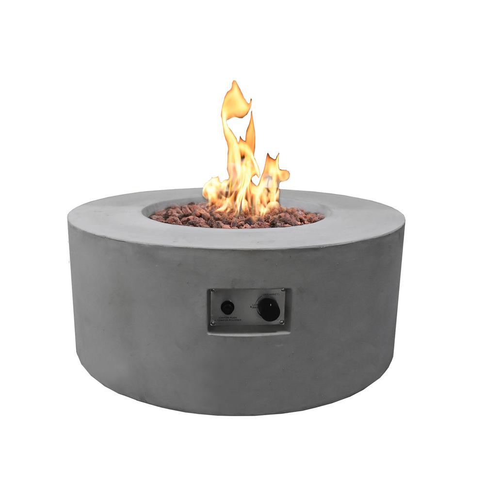 Modeno Tramore 34 In X 15 In Grey Round Concrete Propane Fire