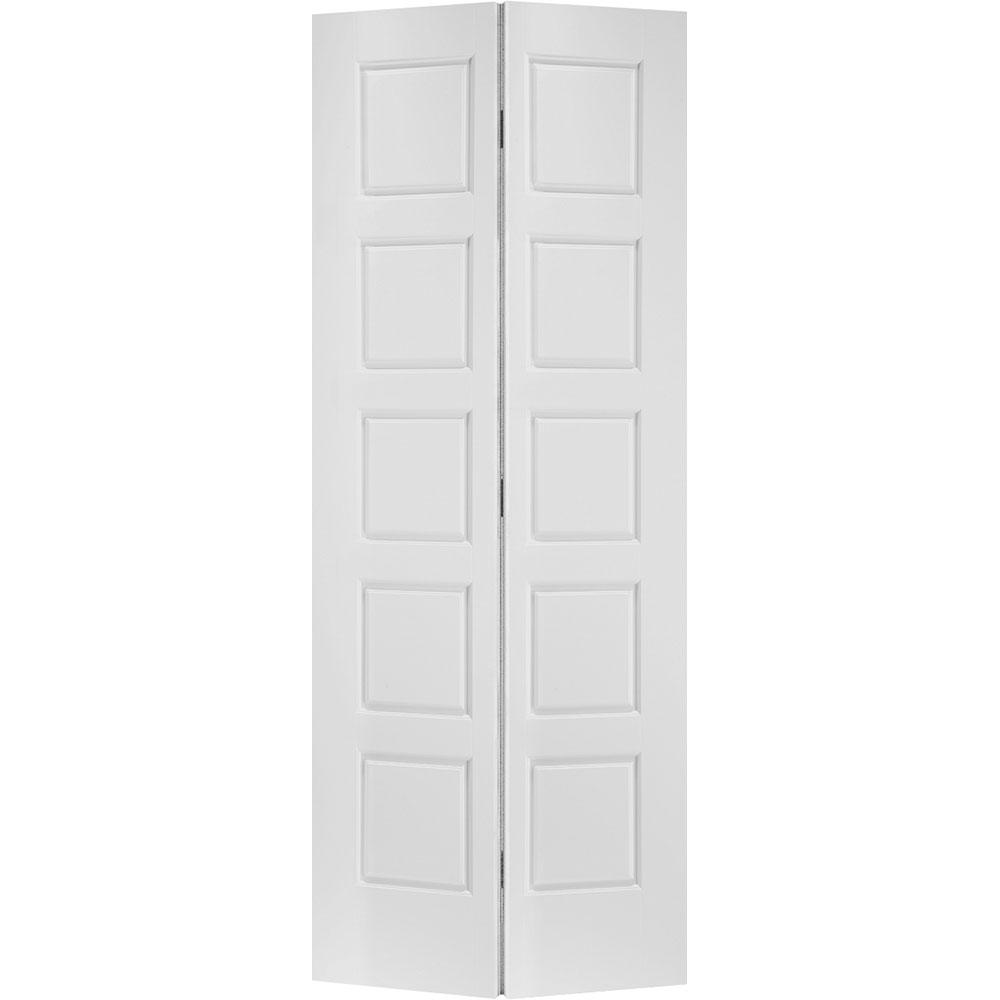 Masonite 30 In X 80 In Riverside 5 Panel Primed White Hollow Core Smooth Composite Bi Fold Interior Door