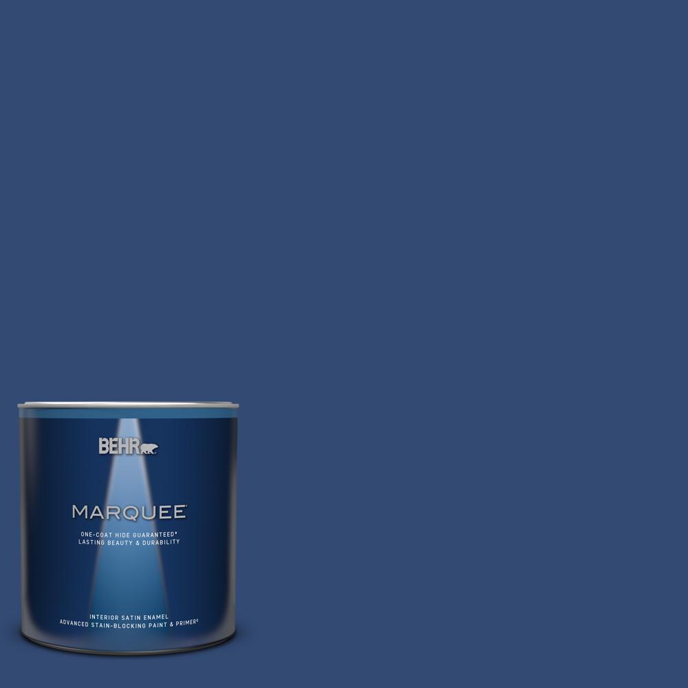 BEHR MARQUEE 1 qt. SH580 Navy Blue Satin Enamel Interior Paint and
