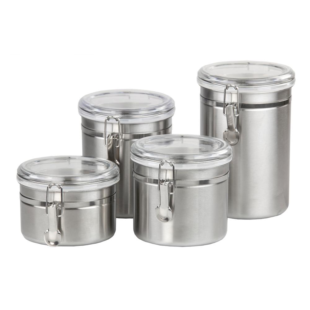  Home  Basics Stainless Steel  Canister Set  4 Piece CS10067 