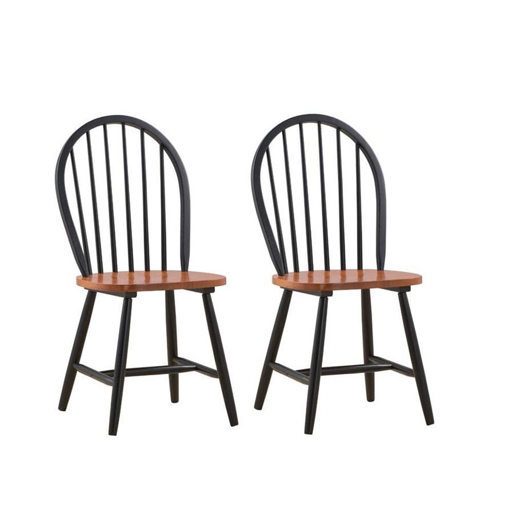 Boraam Farmhouse Black and Cherry Wood Dining Chair (Set