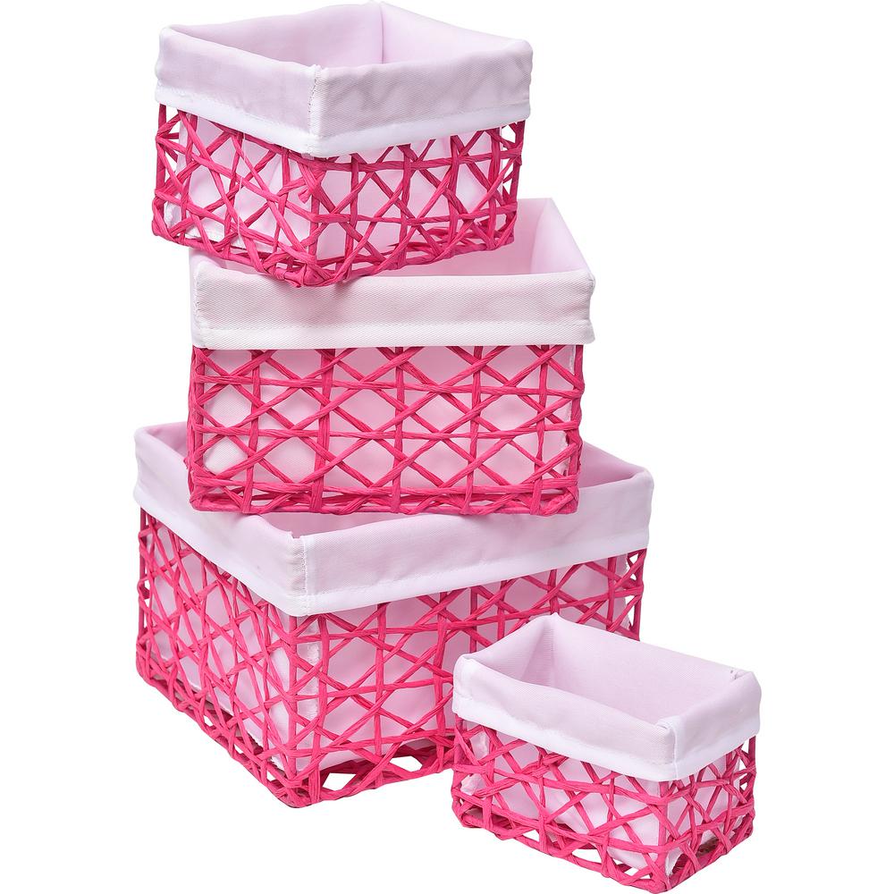 pink storage boxes baskets