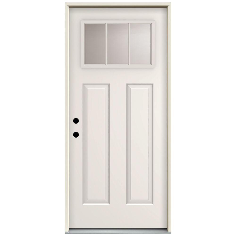 Steves Sons 36 In X 80 3 Lite Right Hand Inswing Primed White 3 Lite Right Hand Inswing Primed White Steel Prehung Front Door With 4 In Wall St30 3l 30 4irh The Home Depot