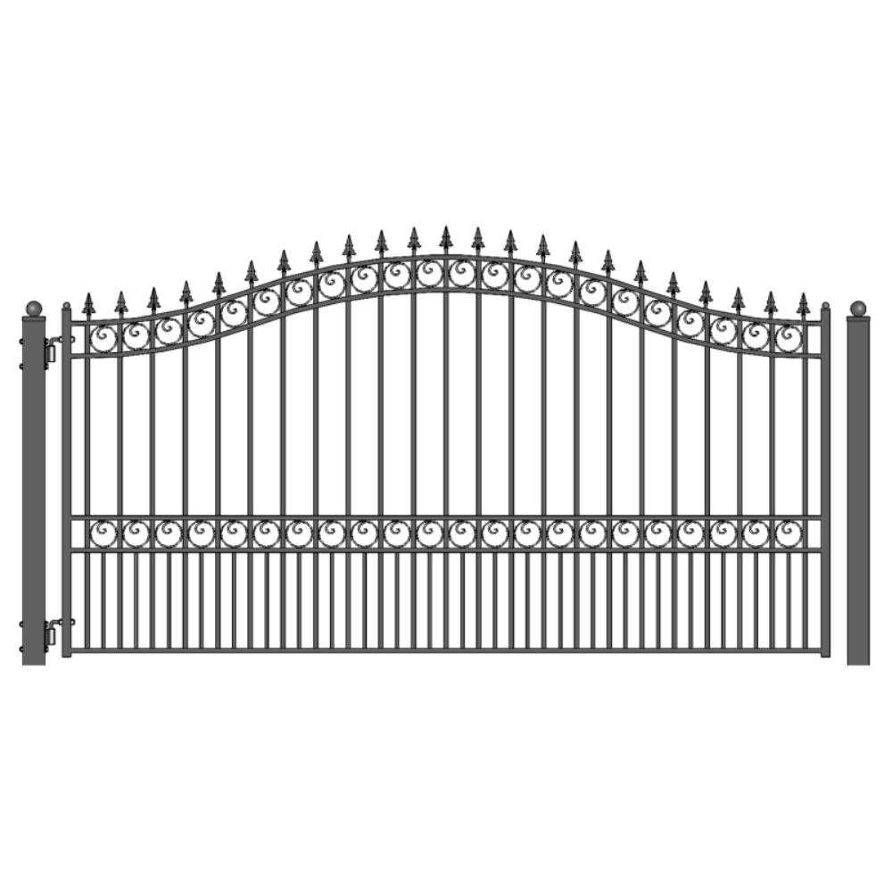 ALEKO Single Swing Steel 14 x 6 feet Black Driveway Gate London Style