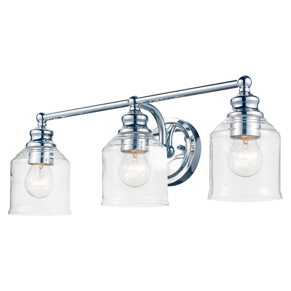 Monteaux Lighting 24 in. 3-Light Chrome Vanity Light with ...
