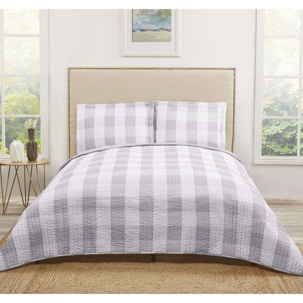 Truly Soft Everyday Buffalo Plaid Grey Twin Xl Quilt Set