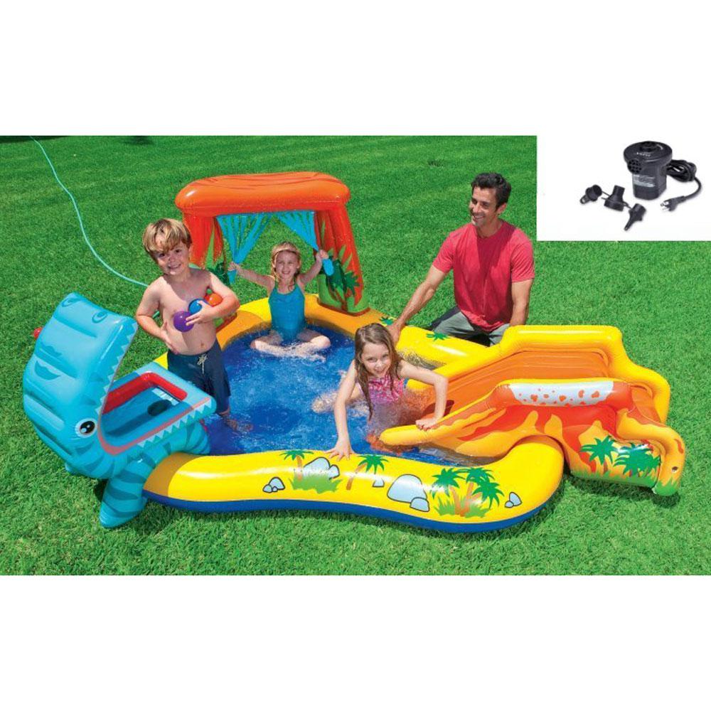 Intex 95 in. x 75 in. x 43 in. Intex Kids Inflatable Dinosaur Swimming Pool Play Center with