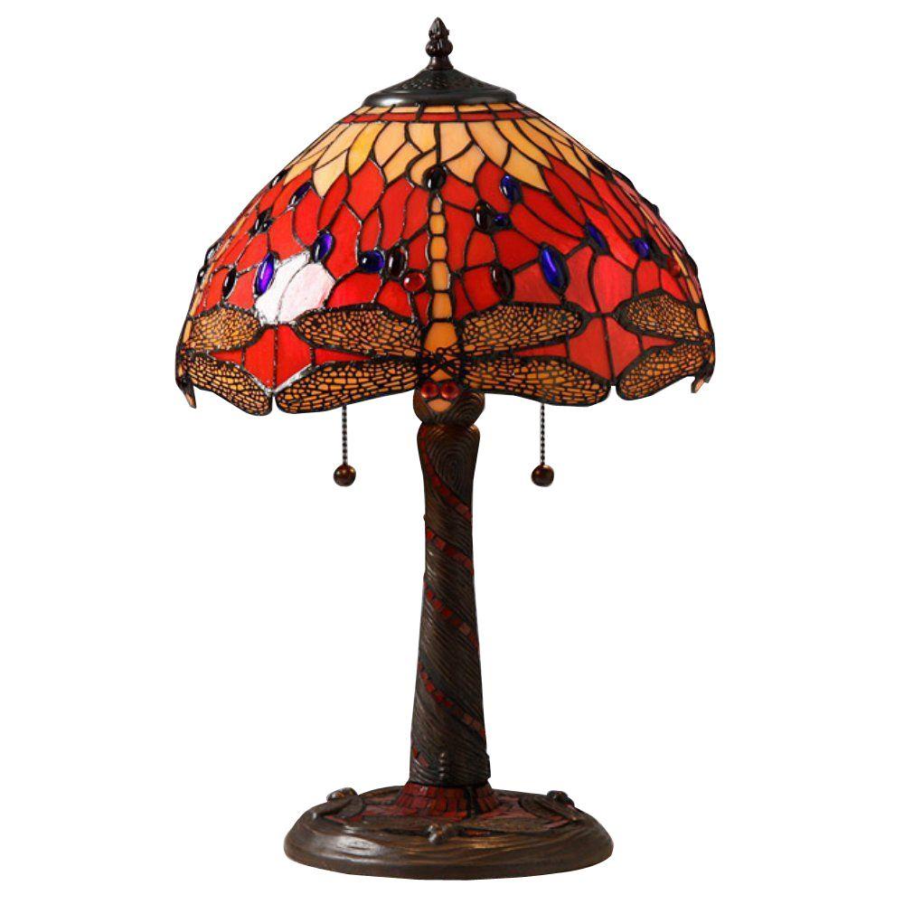 Warehouse Of 22 In Red Dragonfly Mosaic Brown Table Lamp Red Dragonfly Mosaic Brown Table Lamp With Pull Chain