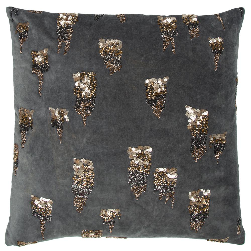 Donny Osmond Home Hand Beaded 20 in. x 20 in. Grey Decorative Filled Pillow-DOHT12341GY002020 ...