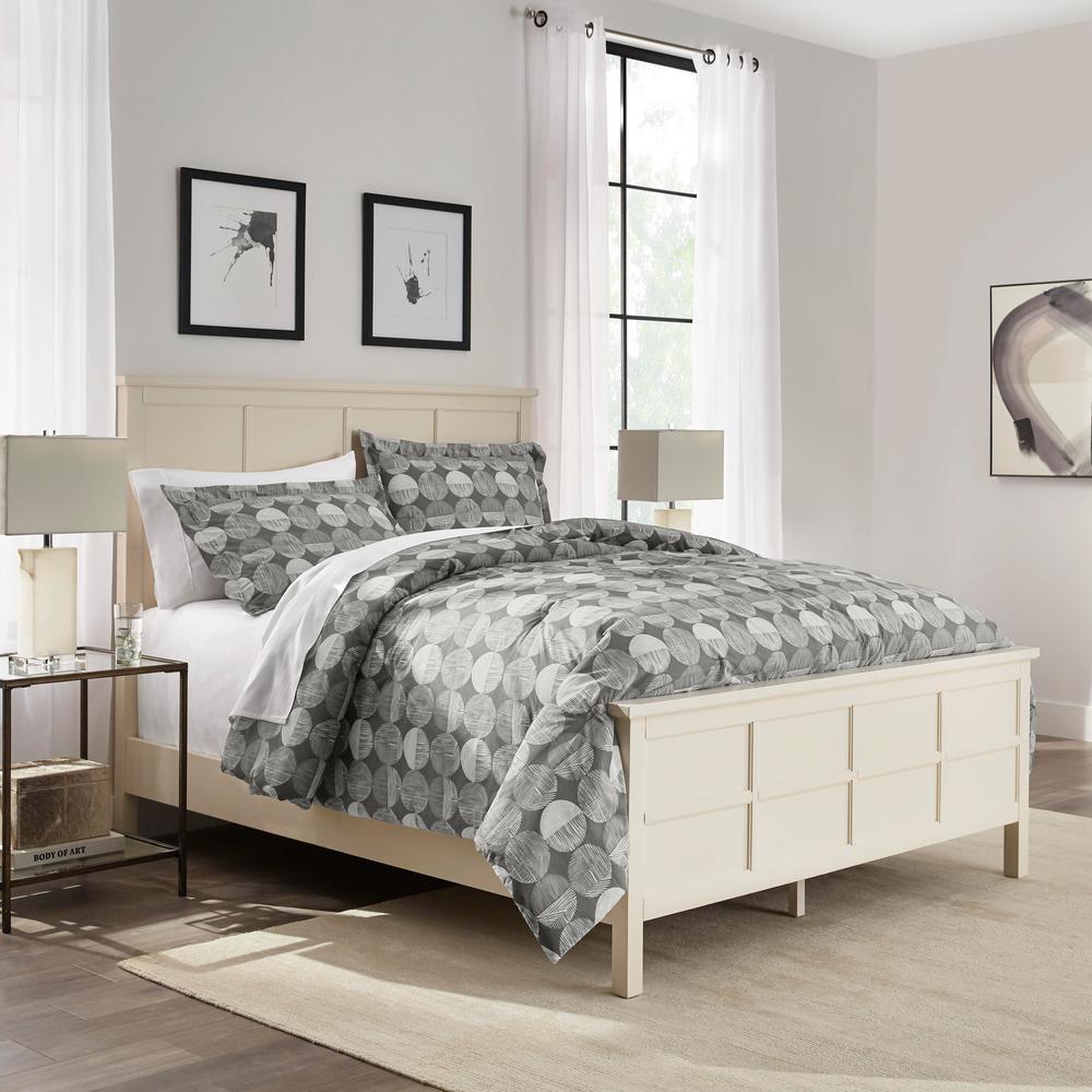 Jonah 3-Piece Reversible Geometric Charcoal Queen Comforter Set