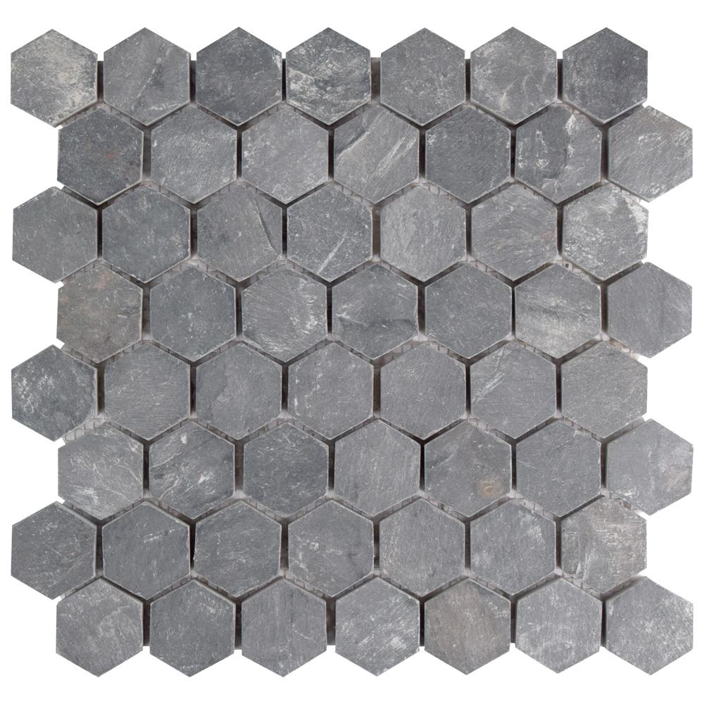Merola Tile Crag Hexagon Black 11 1 8 In X 10 Mm Slate Merola Tile Crag Hexagon Black 11 1 8 In X