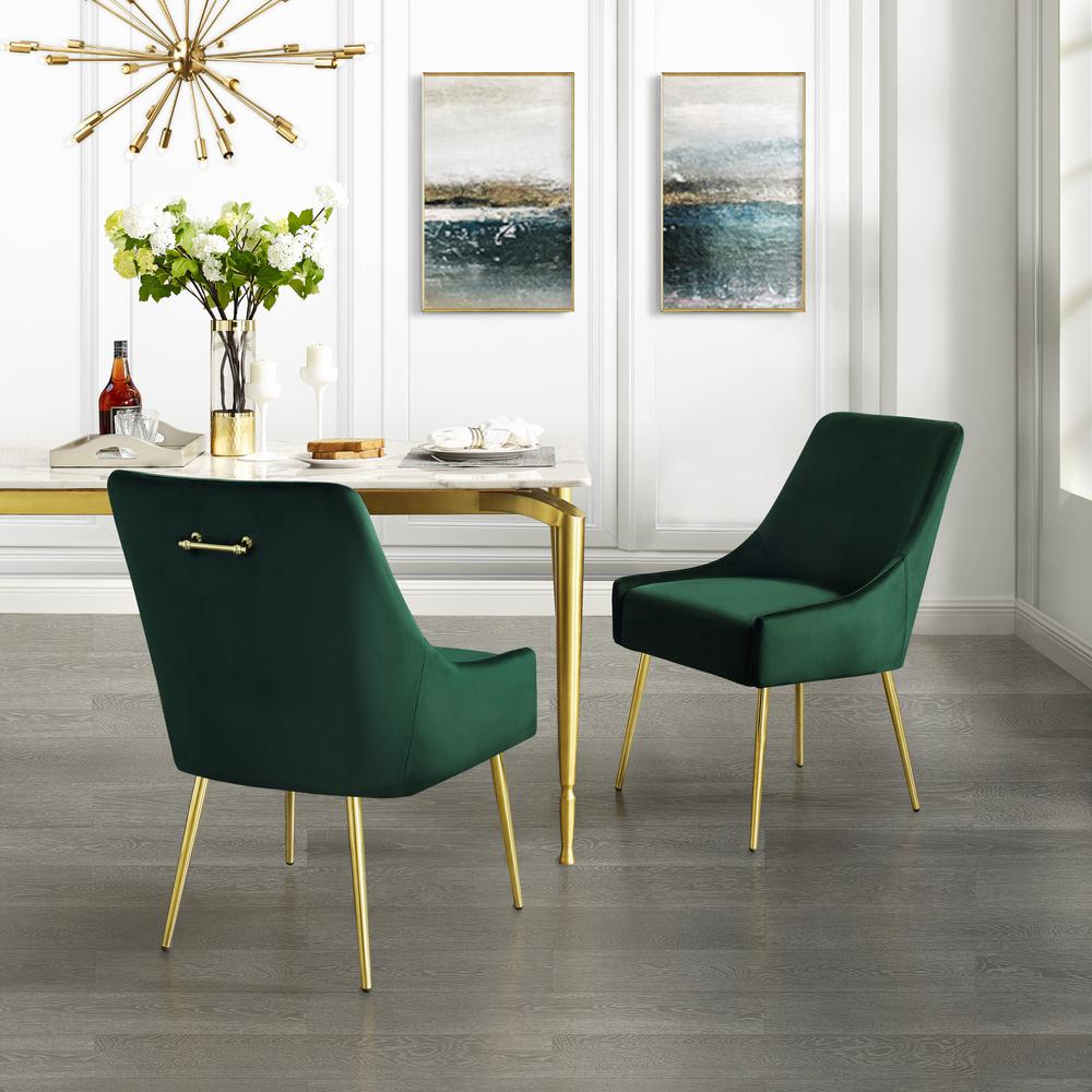 Inspired Home Capelli Emerald Gold Velvet Metal Leg Armless Dining Chair Set Of 2 AD91 02EM2 HD The Home Depot