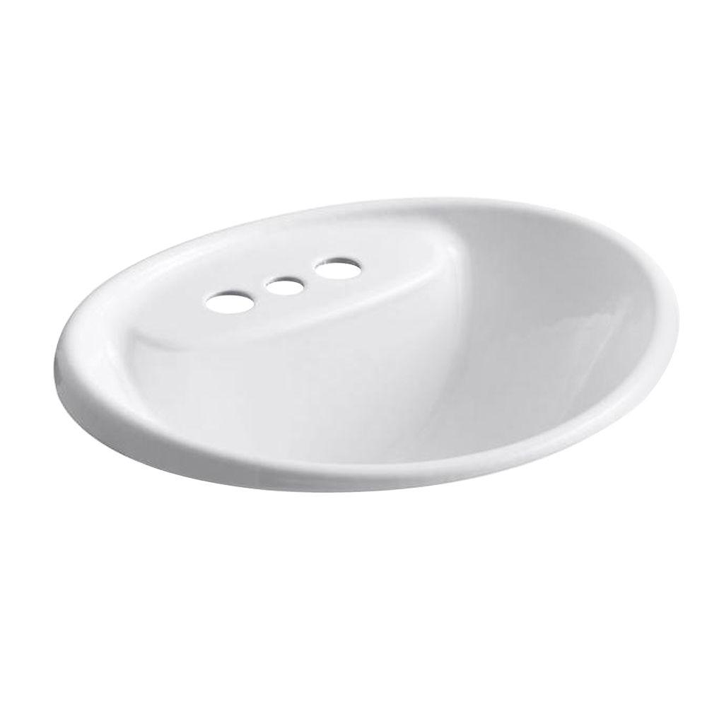 KOHLER Farmington DropIn Cast Iron Bathroom Sink in White with