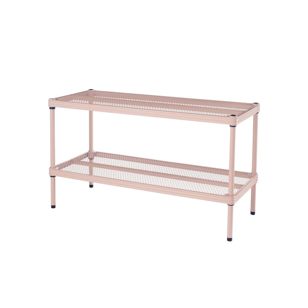 Design Ideas Meshworks 30 75 In X 11 8 In X 15 75 In 2 Tier Blush Pink Shoe Shelf 3419412 The Home Depot