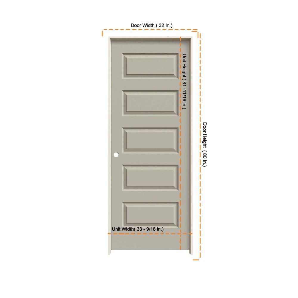 Jeld Wen 32 In X 80 In Rockport Desert Sand Painted Right Hand Smooth Molded Composite Mdf Single Prehung Interior Door