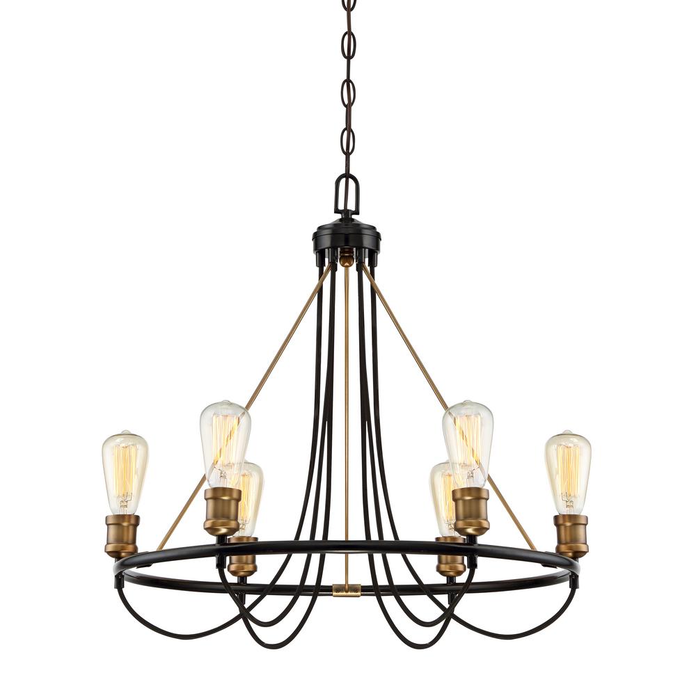 Filament Design 6 Light Vintage Black With Warm Brass Chandelier Cli Filament Design 6 Light Vintage Black With Warm Brass Chandelier