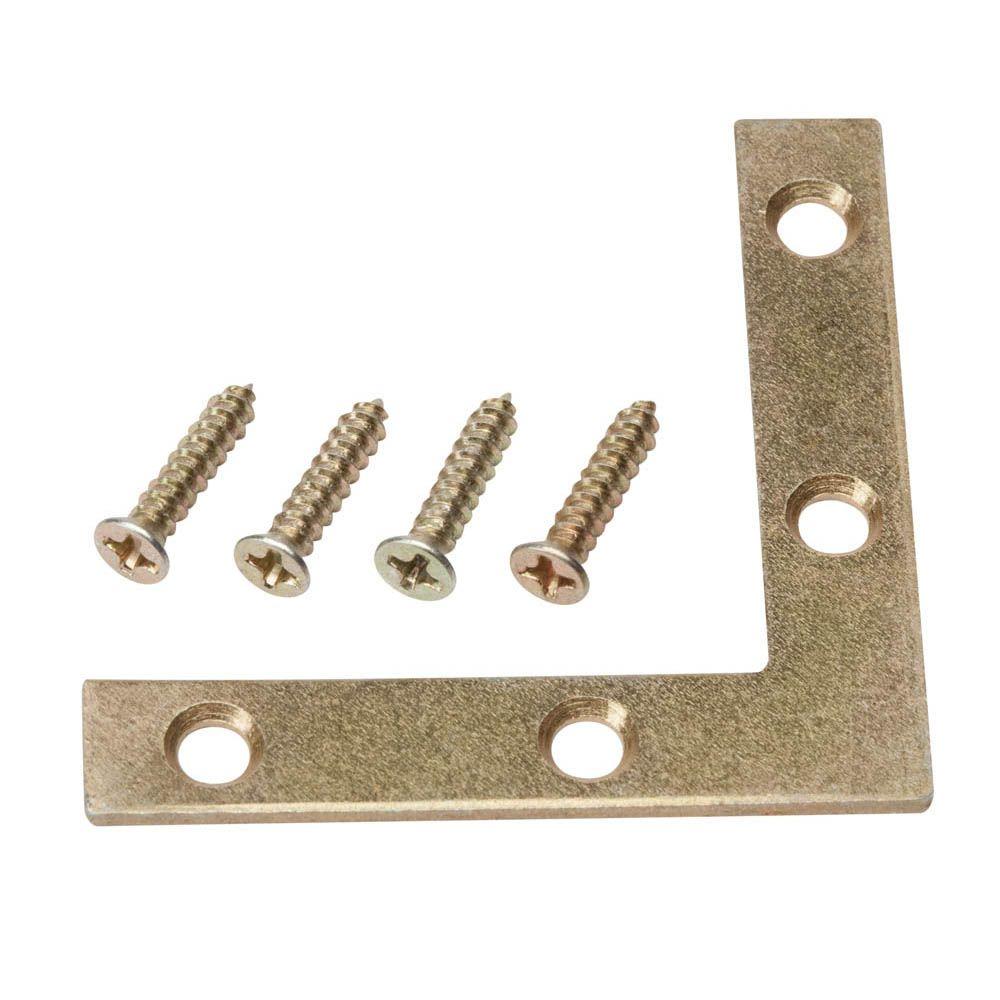 Everbilt 21/2 in. Satin Brass Flat Corner Brace (4Pack)15072 The