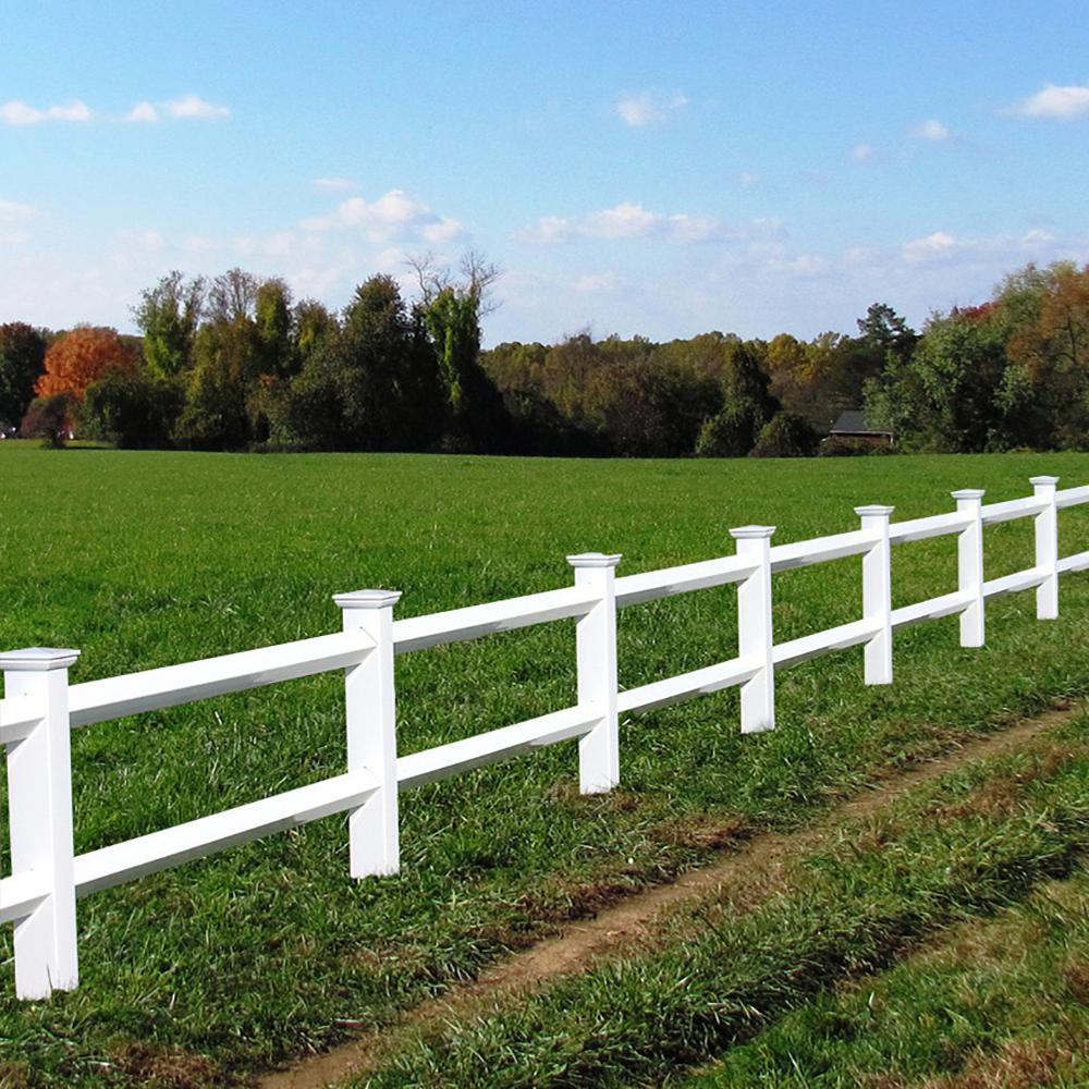 Weatherables 2 Rail Diamond 3 Ft X 8 Ft White Vinyl Fence Panel With 2 Rails Pwhf 2rail6 Diamond The Home Depot