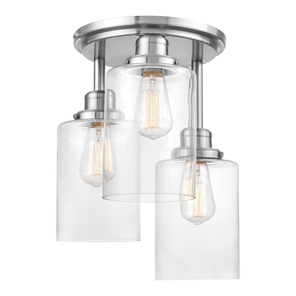 Globe Electric Annecy 3 Light Brushed Steel Semi Flush Mount