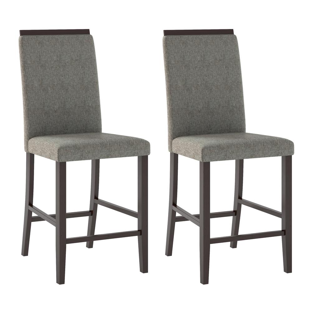 Corliving Bistro Pewter Grey Fabric Counter Height Dining Chairs Corliving Bistro Pewter Grey Fabric Counter Height Dining Chairs Set Of 2