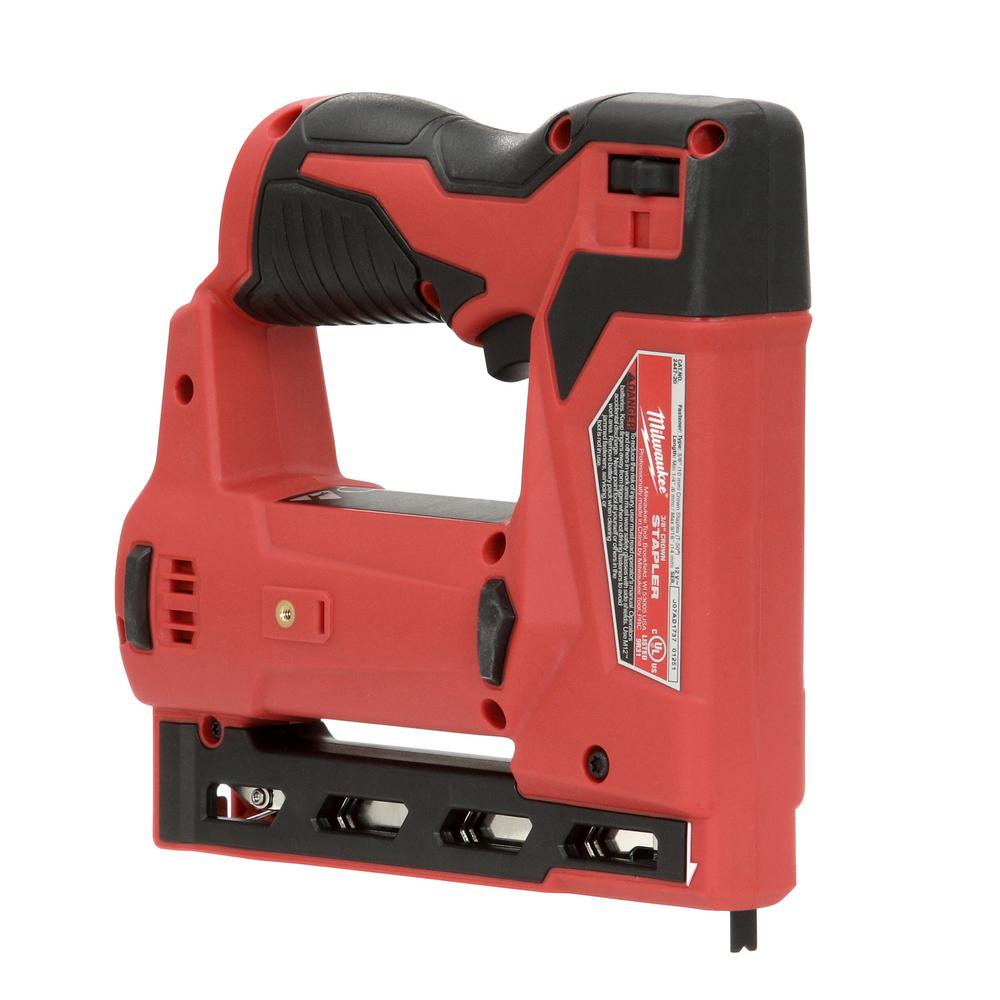 Milwaukee Cordless 3/8" Crown Stapler 12V Liion Adjustable Belt Hook