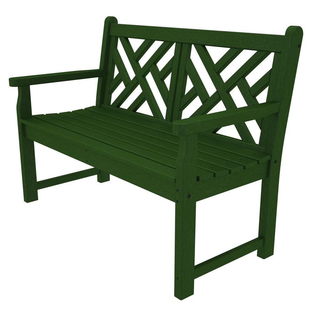 Polywood Chippendale 48 In Green Patio Bench Cdb48gr The Home Depot