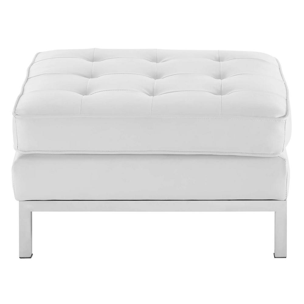 Modway Loft Silver White Tufted On Upholstered Faux Modway Loft Silver White Tufted On Upholstered Faux
