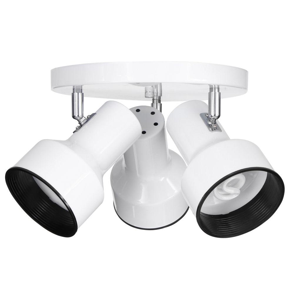 White With Black Baffle Adjustable 3 Light Spot Ceiling Fixture