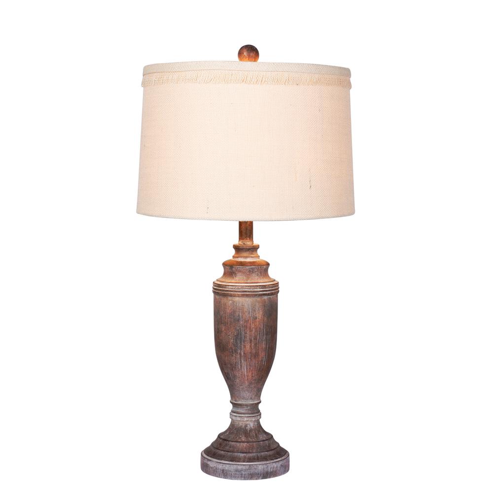 Fangio Lighting 29 5 In Cottage Antique Brown Distressed Formal Urn Cottage Antique Brown Distressed Formal Urn Resin Table Lamp