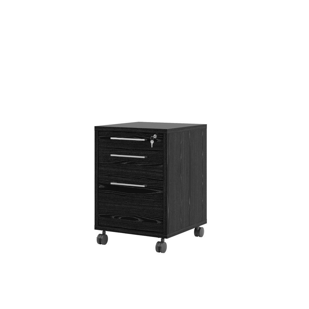 Tvilum Pierce Black Woodgrain 3 Drawer Mobile File Cabinet 8041861 The Home Depot