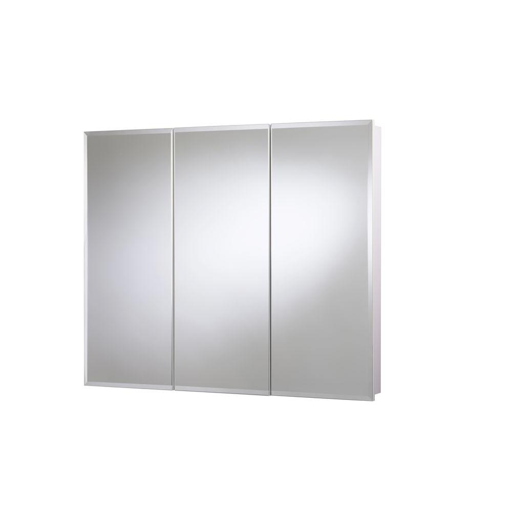 Croydex 48 In W X 30 In H X 5 1 4 In D Frameless Tri View Surface Mount Medicine Cabinet With Easy Hang System In White Wc102622yw The Home Depot