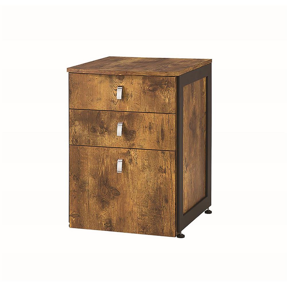 Coaster Home Furnishings Estrella 3 Drawer File Cabinet Antique Nutmeg And Gunmetal 800656 The Home Depot