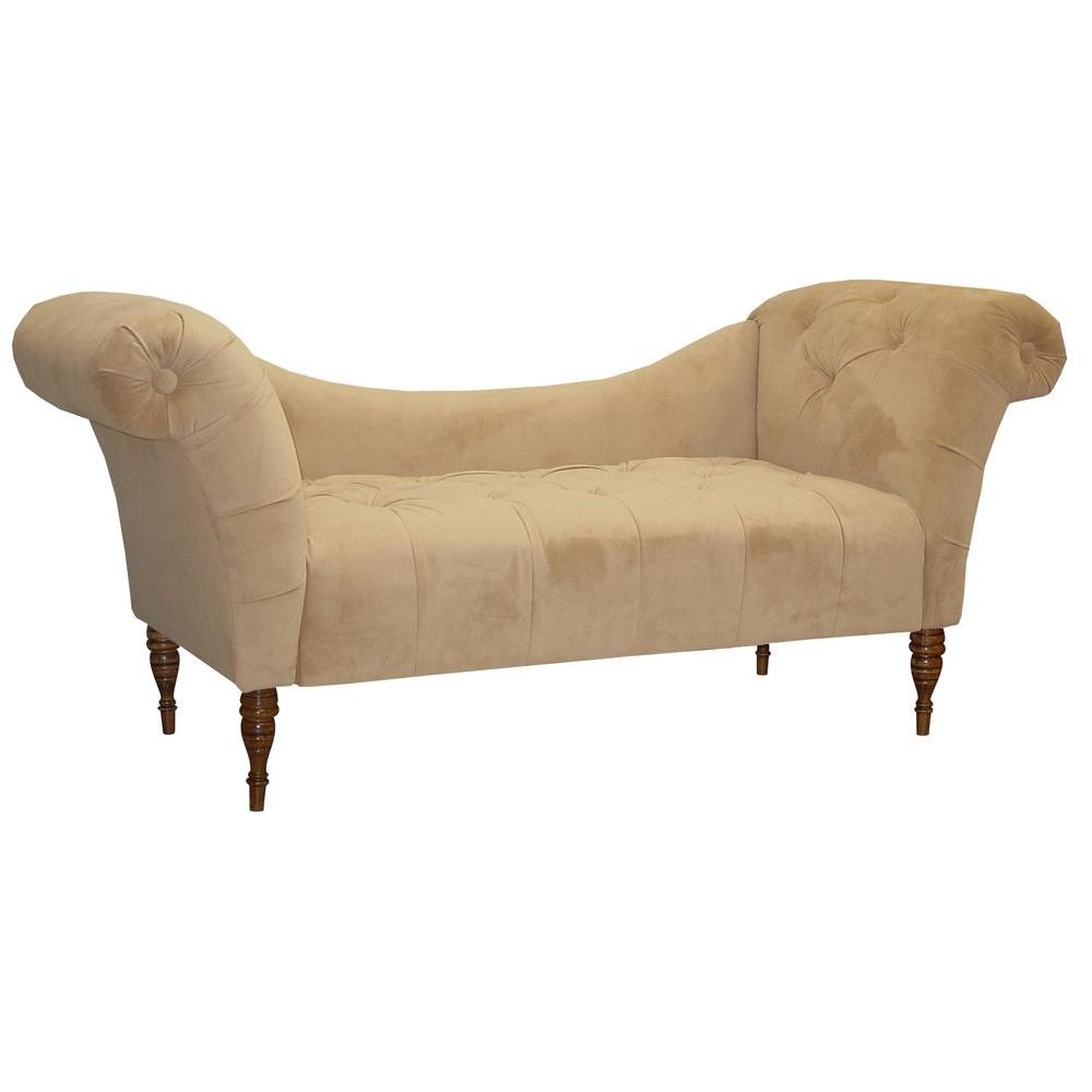 Savannah Buckwheat Velvet Tufted Chaise Lounge