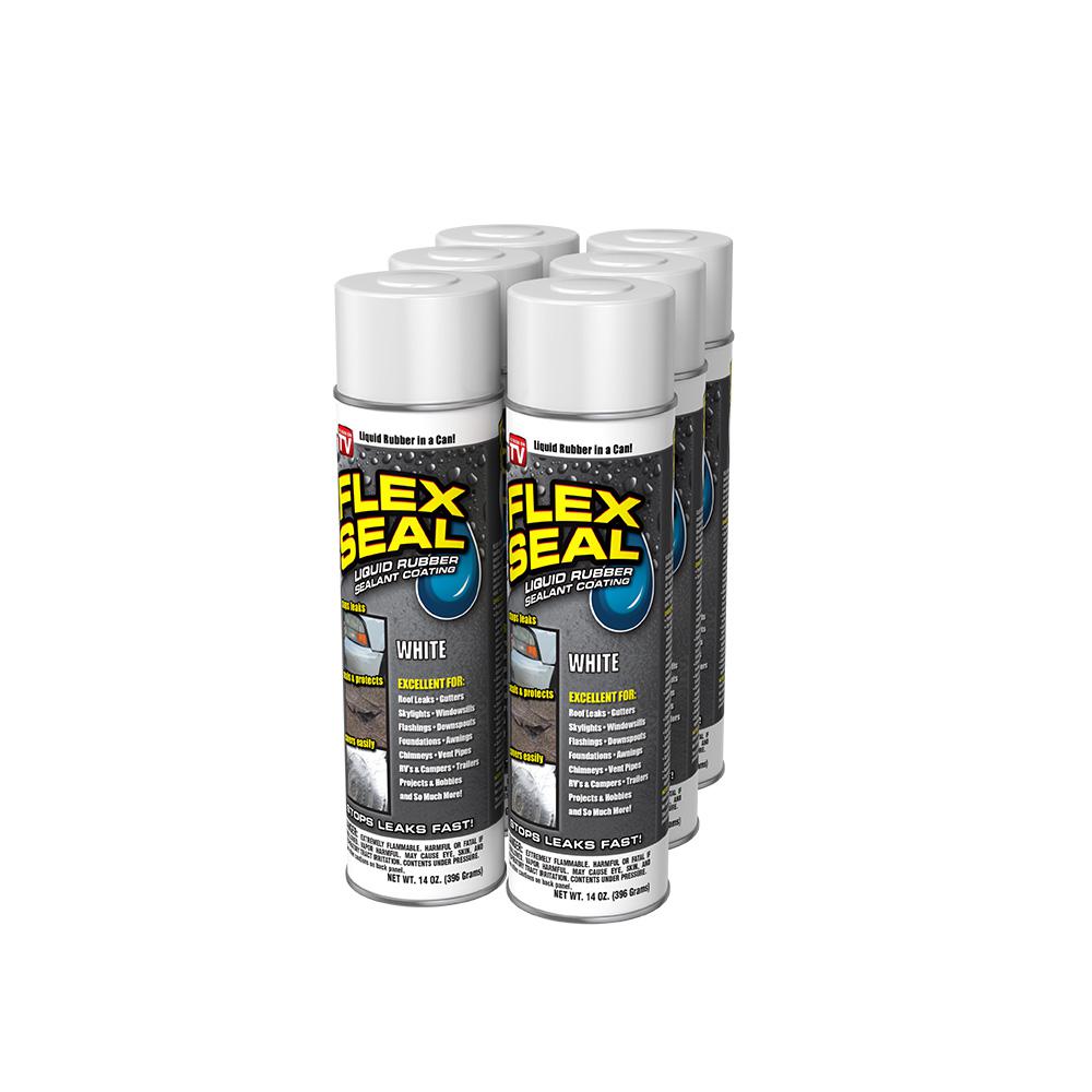 Flex Seal White 14 oz. Aerosol Liquid Rubber Sealant Spray Coating Cans ...