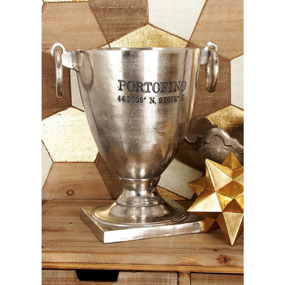 Litton Lane 16 In X 18 Rustic Aluminum Portofino Wine Cooler Rustic Aluminum Portofino Wine Cooler