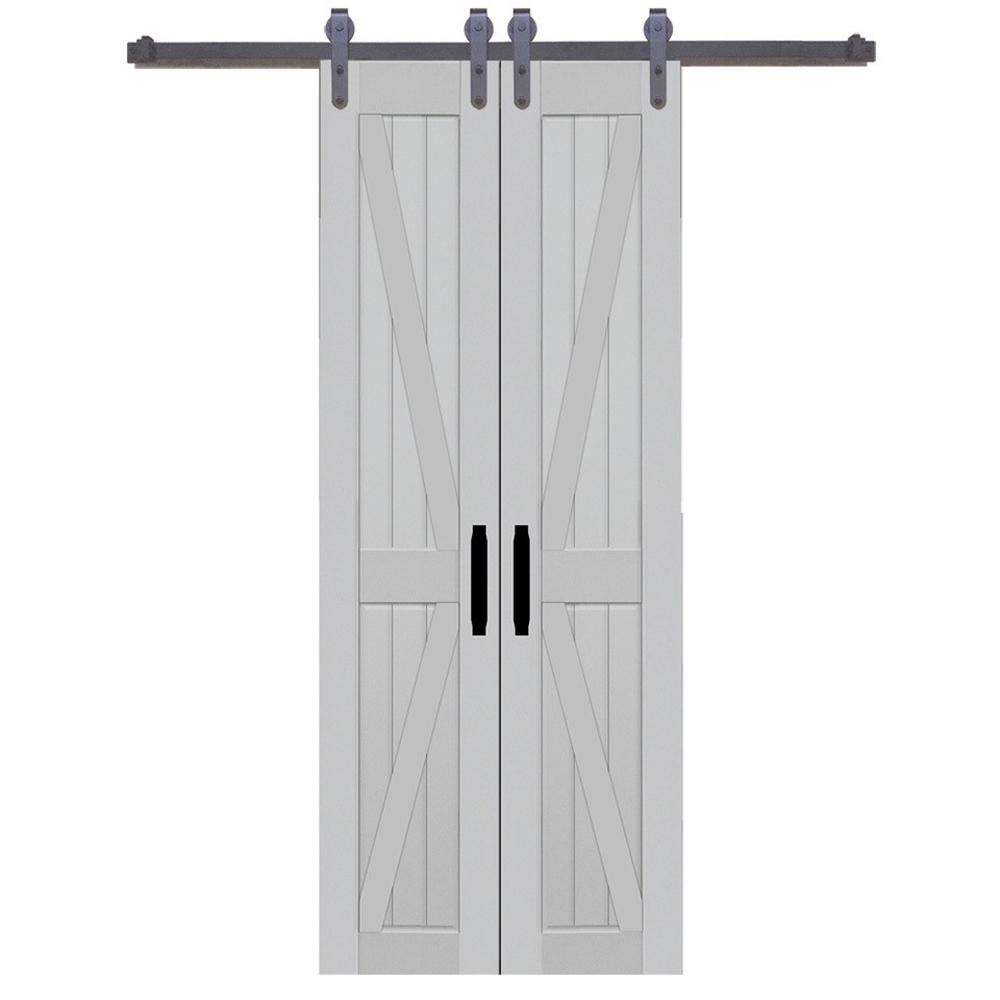 Home Fashion Technologies 36 In X 84 Board And Batten Composite Home Fashion Technologies 36 In X 84 Board And Batten Composite Pvc Silver Fox Split Barn Door With Sliding Hardware Kit 8503684010 The